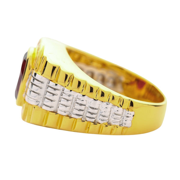 Anello Rolex da uomo in oro giallo con granato bicolore