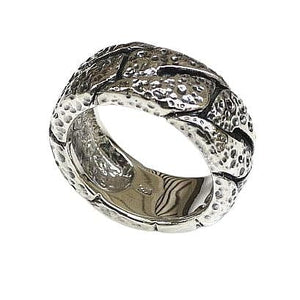 Bague martelée pour homme en argent sterling