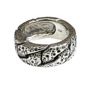 Bague martelée pour homme en argent sterling