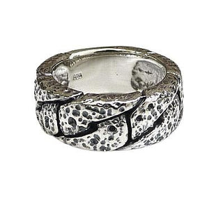 Bague martelée pour homme en argent sterling