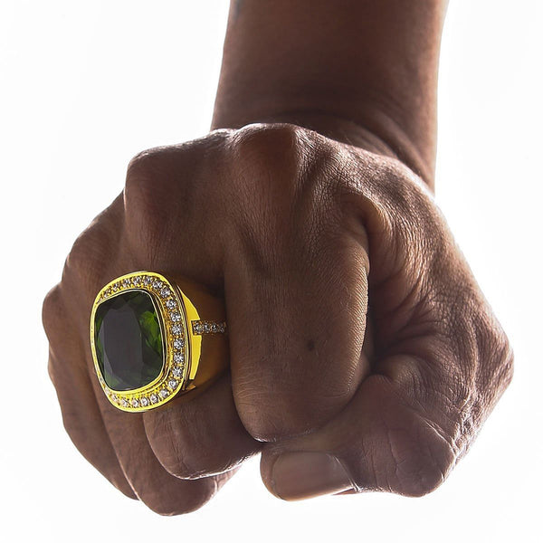 Мужское кольцо с огромным натуральным зеленым перидотом