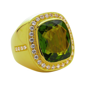 Mens Huge Natural Green Peridot Ring