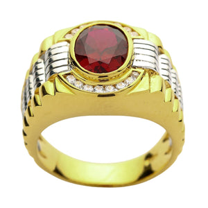 Herren Rolex Ring aus zweifarbigem Gelbgold mit Granat