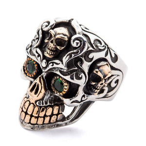 Silver Mexican Sugar Skull Mens Rings