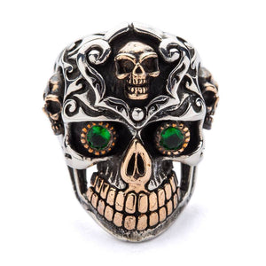 Silver Mexican Sugar Skull Mens Rings