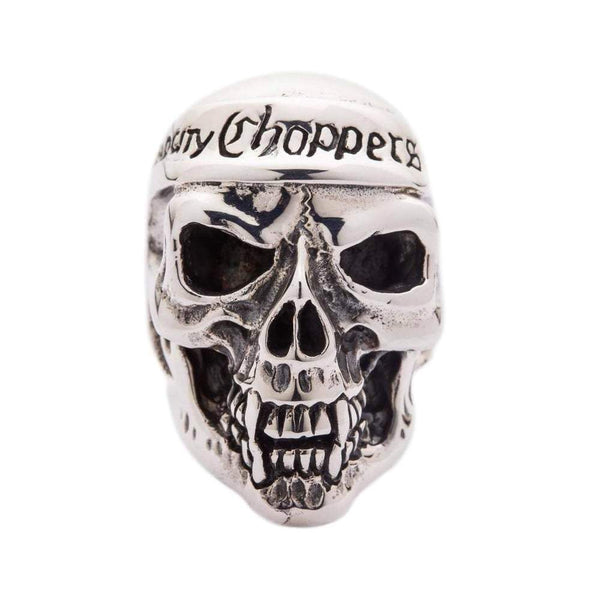 Motorcycle Chopper Silver Skull Ring