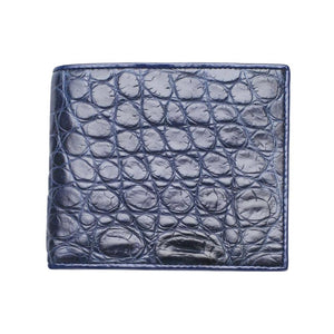Portafogli da uomo in pelle di coccodrillo blu navy