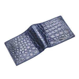 Portafogli da uomo in pelle di coccodrillo blu navy