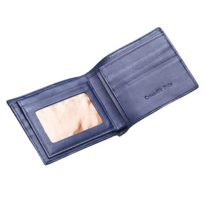 Portafogli da uomo in pelle di coccodrillo blu navy