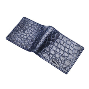 Portafogli da uomo in pelle di coccodrillo blu navy
