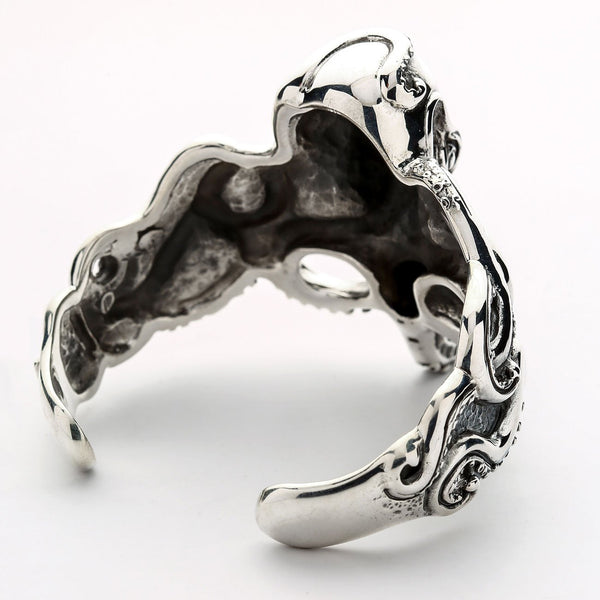 Sterling Silver Octopus Mens Cuff Bracelet