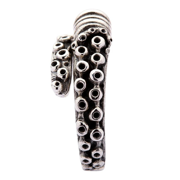 Серебряное готическое кольцо с щупальцами осьминога