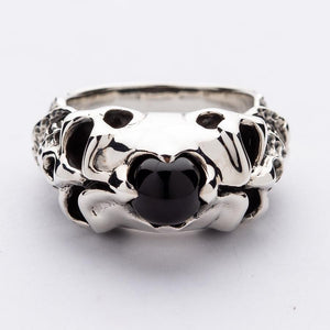 Onyx Skull Rings Biker Jewelry