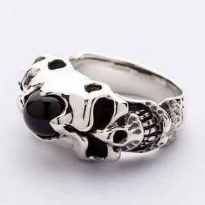 Onyx Skull Rings Biker Jewelry