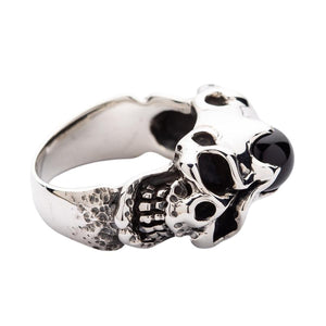 Onyx Skull Rings Biker Jewelry
