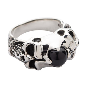 Onyx Skull Rings Biker Jewelry