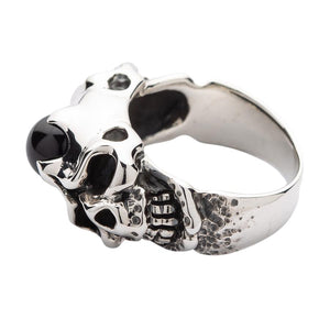 Onyx Skull Rings Biker Jewelry