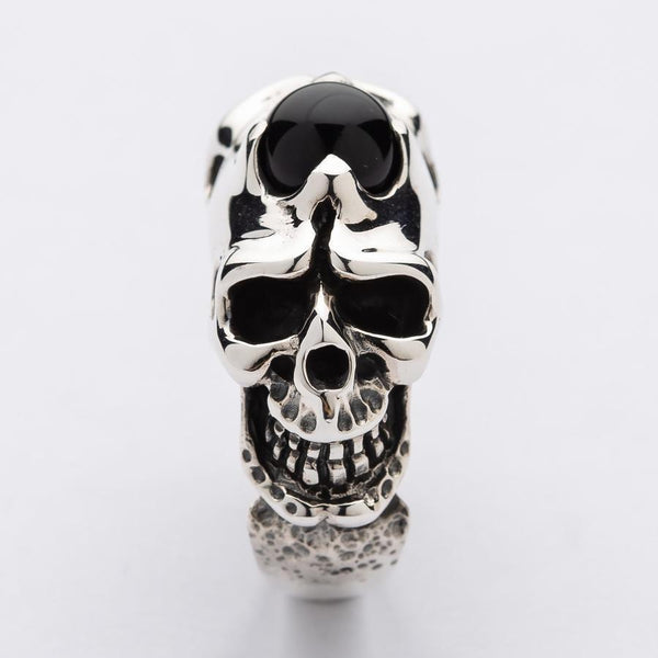 Onyx Skull Rings Biker Jewelry