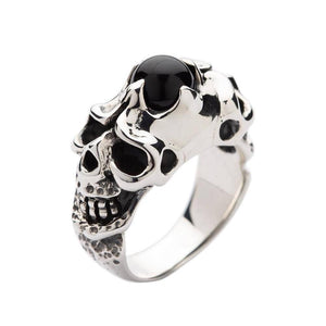 Onyx Skull Rings Biker Jewelry