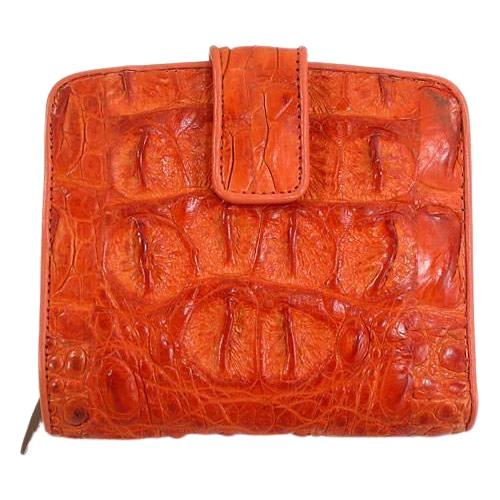 Orange Crocodile Leather Womens Wallets
