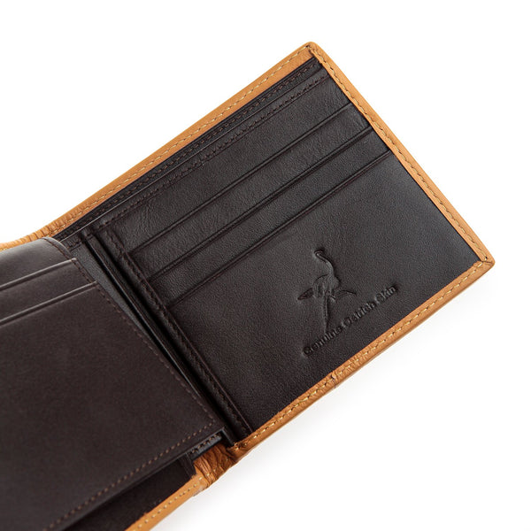 Bruna plånböcker i äkta strutsläder