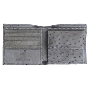 Carteras de piel de avestruz auténtica de color gris