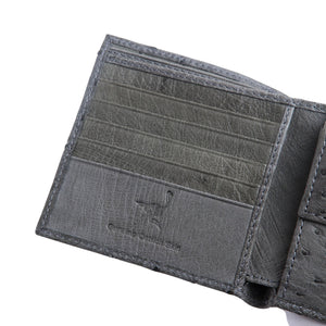 Carteras de piel de avestruz auténtica de color gris