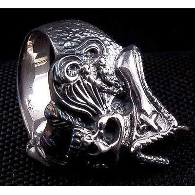 Sterling Silver Pirate Skull Mens Ring
