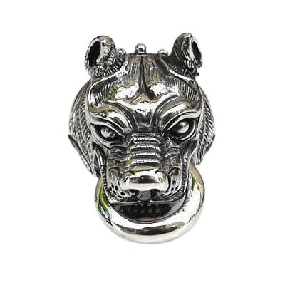 Sterling Silver Pitbull Dog Head Ring