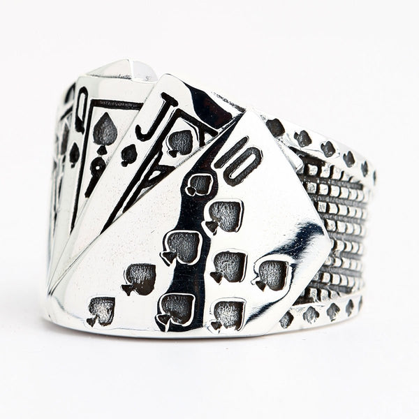 Sterling Silver Playing Card Poker Ring