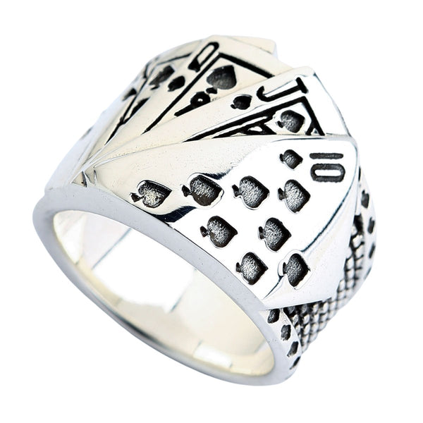 Sterling Silver Playing Card Poker Ring