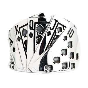 Bague de poker en argent sterling avec cartes à jouer