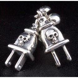 Stelring Silver Plug Skull Earrings