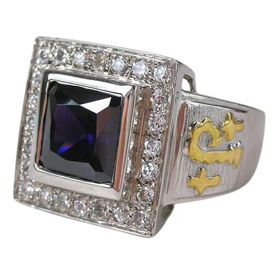 Princess Amethyst Silver Bishop Ring