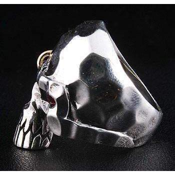 Серебряное байкерское кольцо с черепом в стиле панк