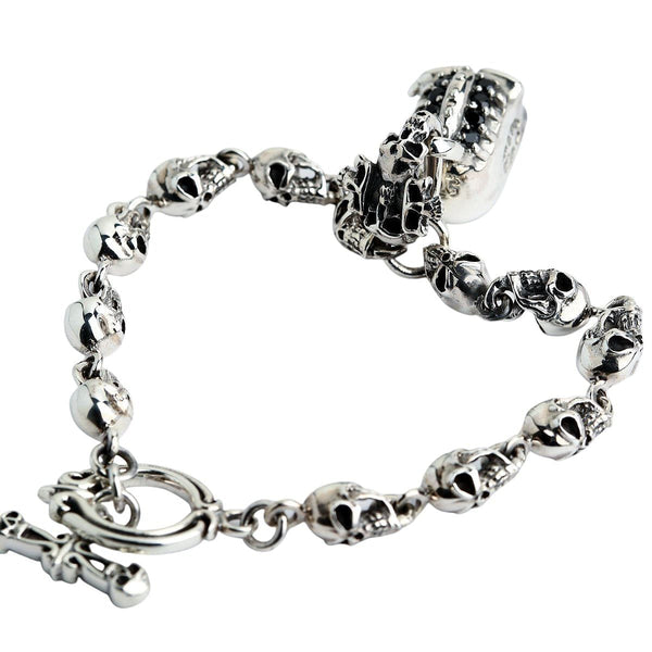 Punk Skull Charms (3pcs / 12mm x 22mm / Tibetan Silver) Gothic Jewelry Spooky Necklace Halloween Bracelet Bangle Zipper Pull Charm CHM1243