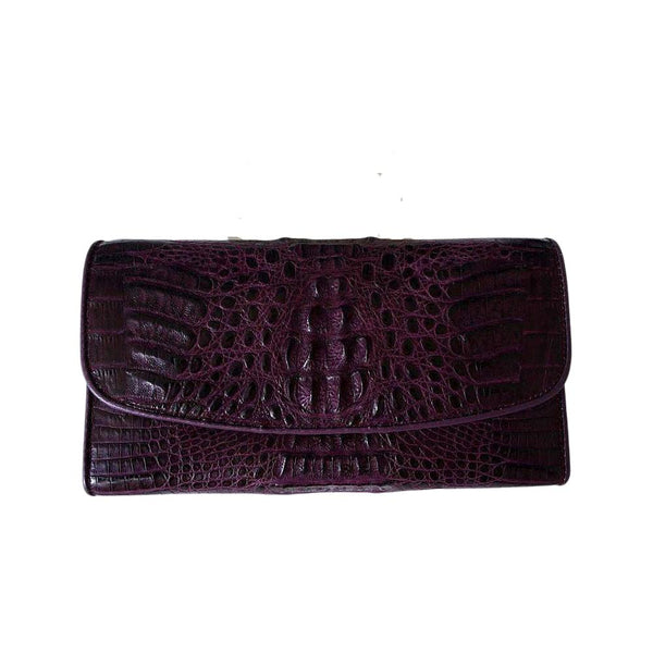 Porte-monnaie violet pour femme en crocodile