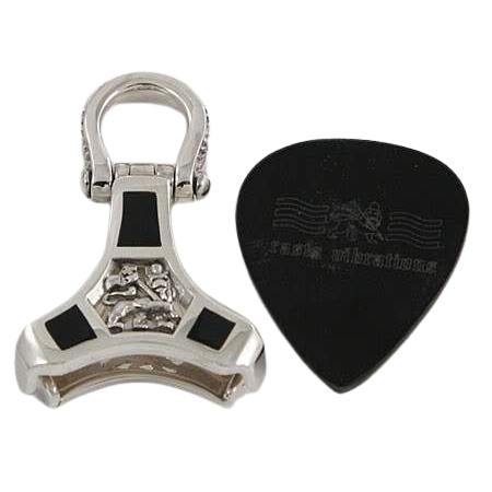 Silver Rasta Lion Guitar Pick Holder Pendant