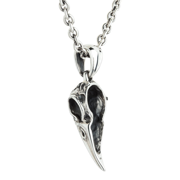 Raven Skull Pendant Sterling Silver