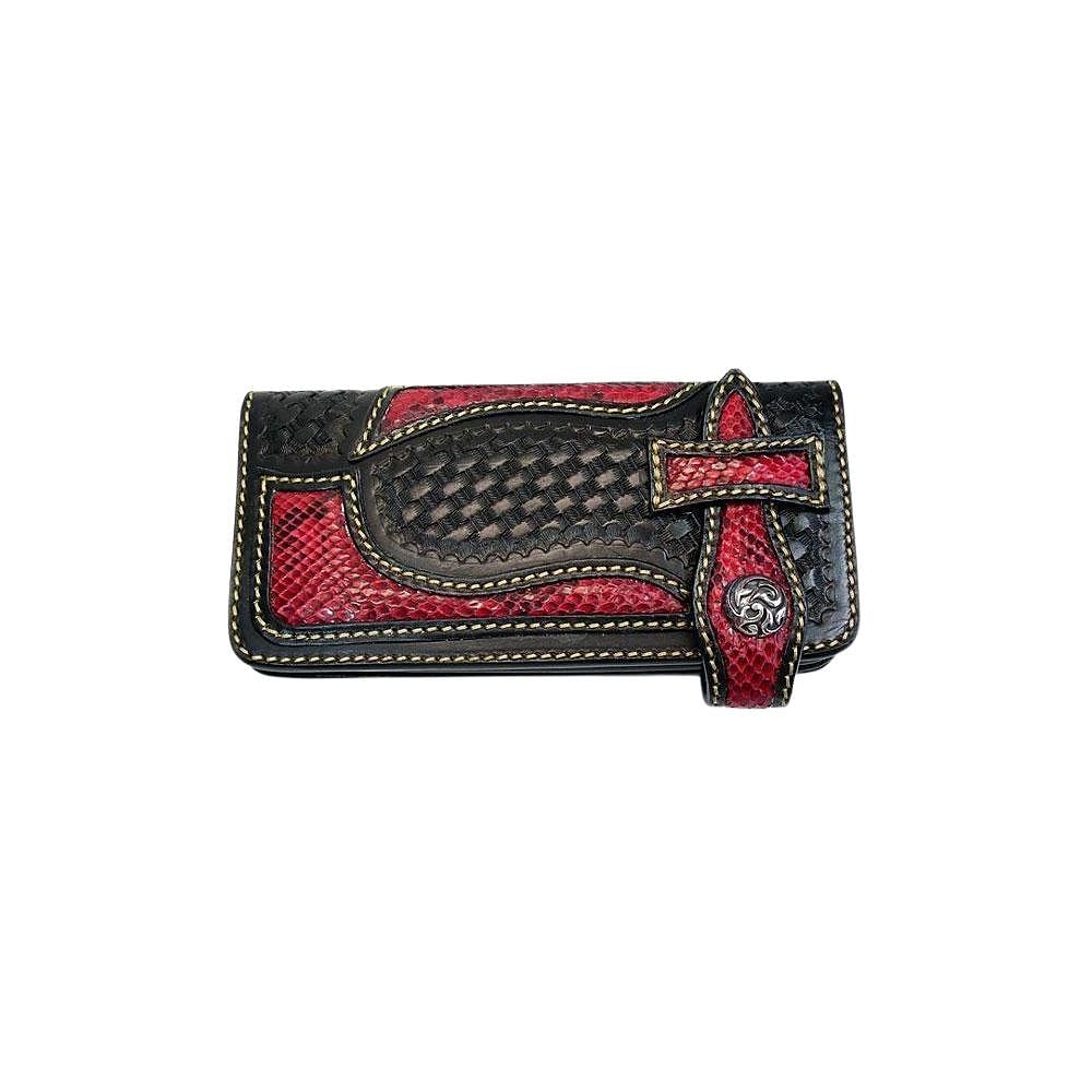Red Cobra Snake Skin Leather Chain Wallet