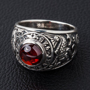 Bague carpe koï en argent avec CZ rouge, pierre rouge et épaule carpe koï