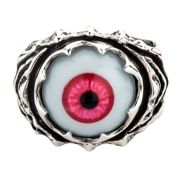 Sterling Silver Red Evil Eyeball Ring