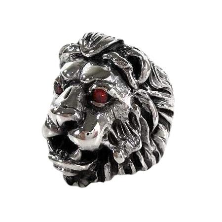 Мужское кольцо Lion Red Garnet Eyes из стерлингового серебра
