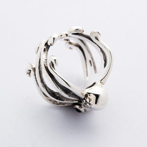 Red Eyes Sterling Silver Octopus Ring
