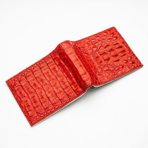 Cartera para hombre de piel de cuerno de cocodrilo genuino rojo