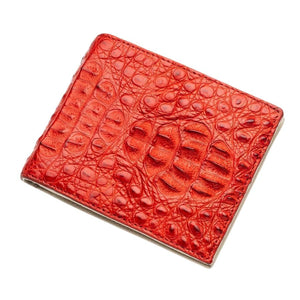 Cartera para hombre de piel de cuerno de cocodrilo genuino rojo