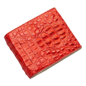 Cartera para hombre de piel de cuerno de cocodrilo genuino rojo