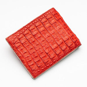 Cartera para hombre de piel de cuerno de cocodrilo genuino rojo