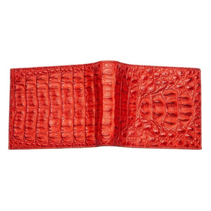 Cartera para hombre de piel de cuerno de cocodrilo genuino rojo