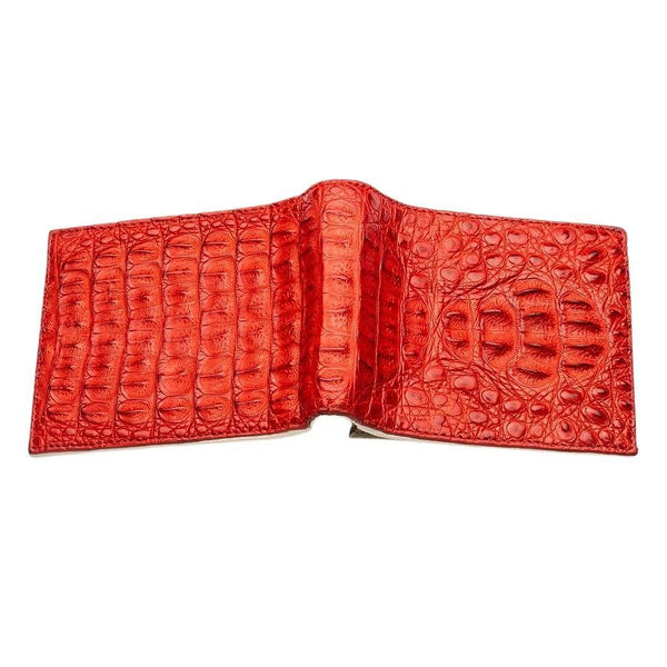 Красный мужской кошелек из натуральной кожи крокодила с рогом спины